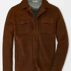 Peter Millar Rough Out Suede and Cow Leather Brown Jacket - XL - Like New