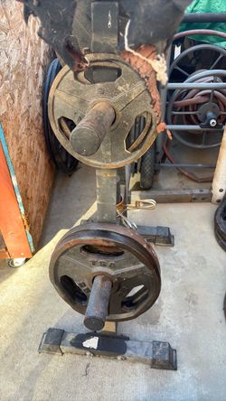 Olympic Weight Plates on Storage Tree