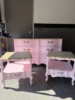 Vintage French Provincial Pink Bedroom Set | 3 Piece