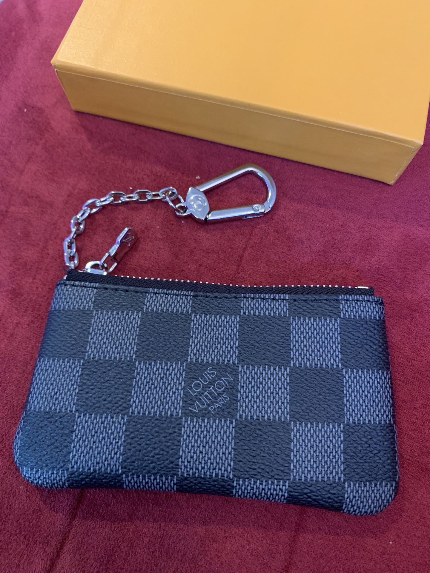 Designer LV Mens Key Chain Wallet Black Grey Checkered