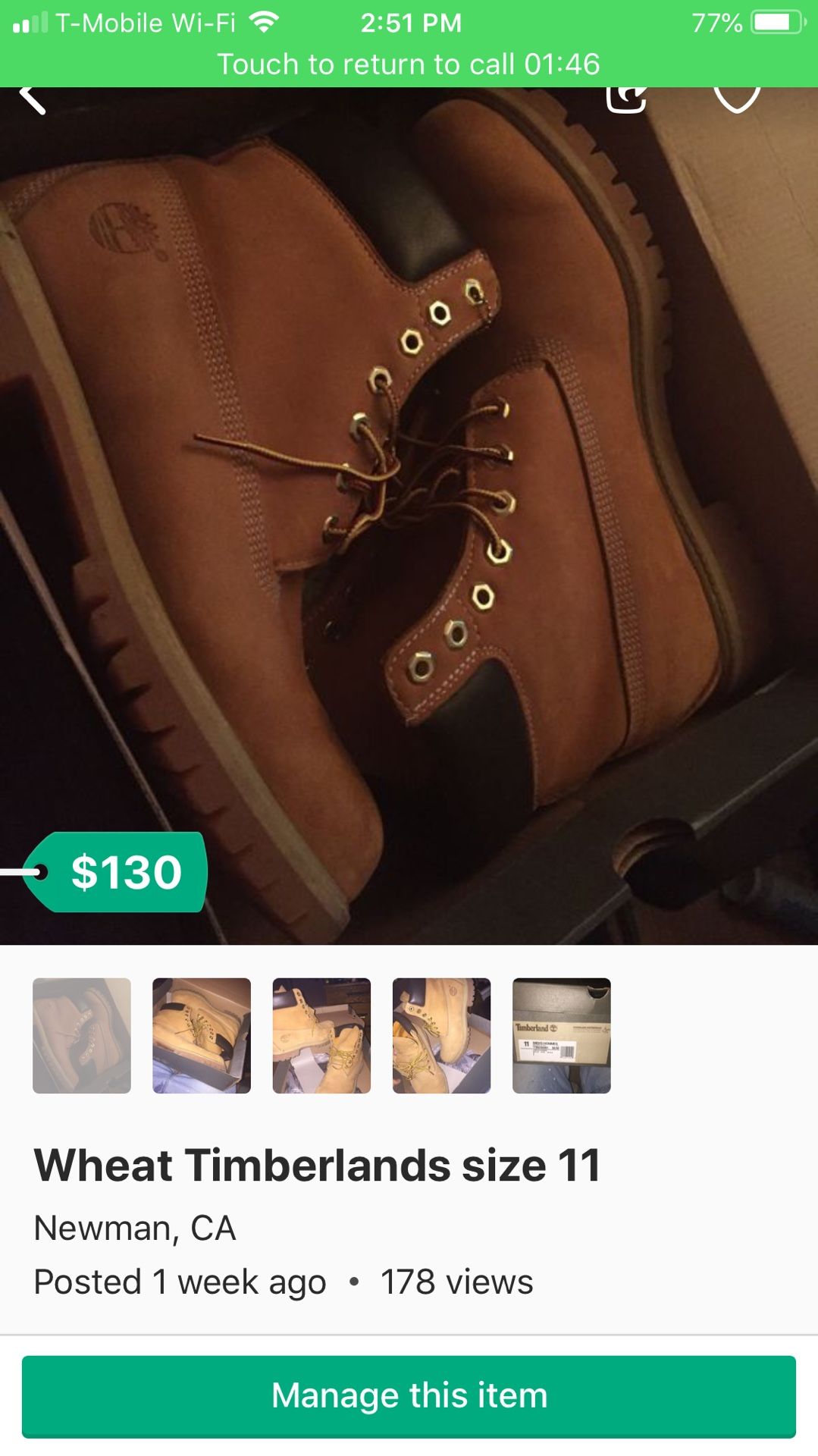 Timberlands size 11 wheat