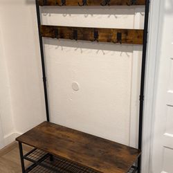 Entryway Coat Rack + Bench(Shoe Storage) (Hall Tree)