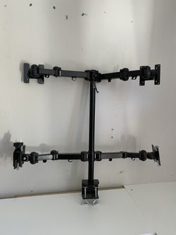 4 monitor computer desk mount holds monitors up to 27”