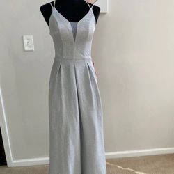 ✨ Crystal Doll Silver Glitter A-Line Gown ✨