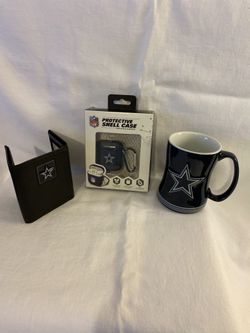 Dallas Cowboys leather wallet coffee mug AirPod case