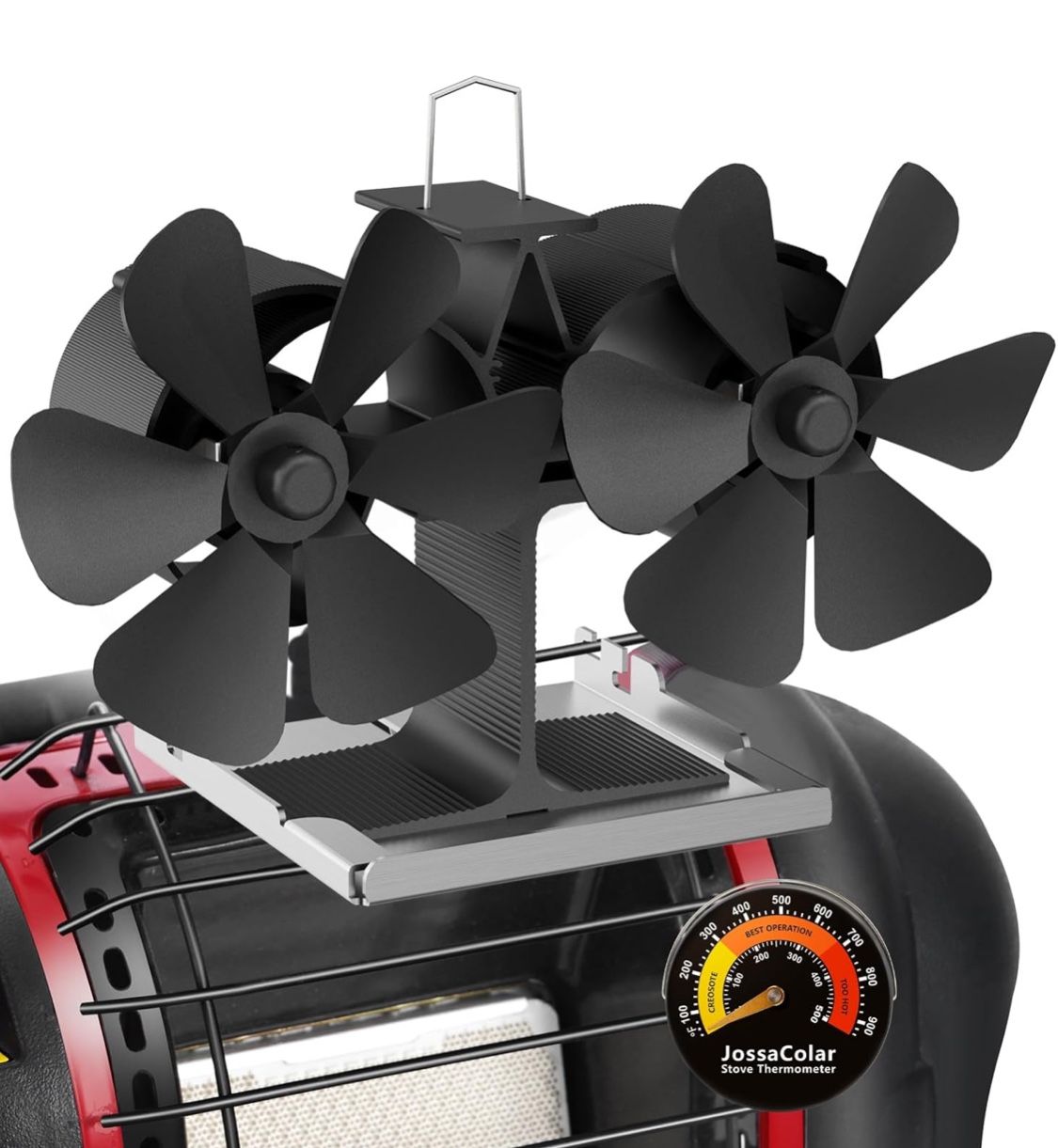 JossaColar Wood Stove Fan for Mr Buddy Heater Included Bracket & Thermometer
