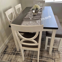 Stylish 6-Pc White & Gray Dining Set