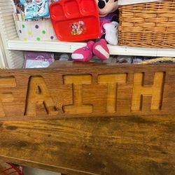 wooden hanging Faith sign