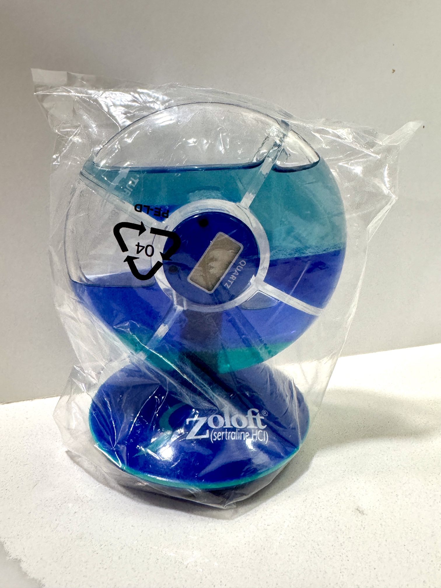 🌀 Zoloft Sertraline HCl Liquid Motion Desk Clock – NEW in Sealed Bag – Promo Item