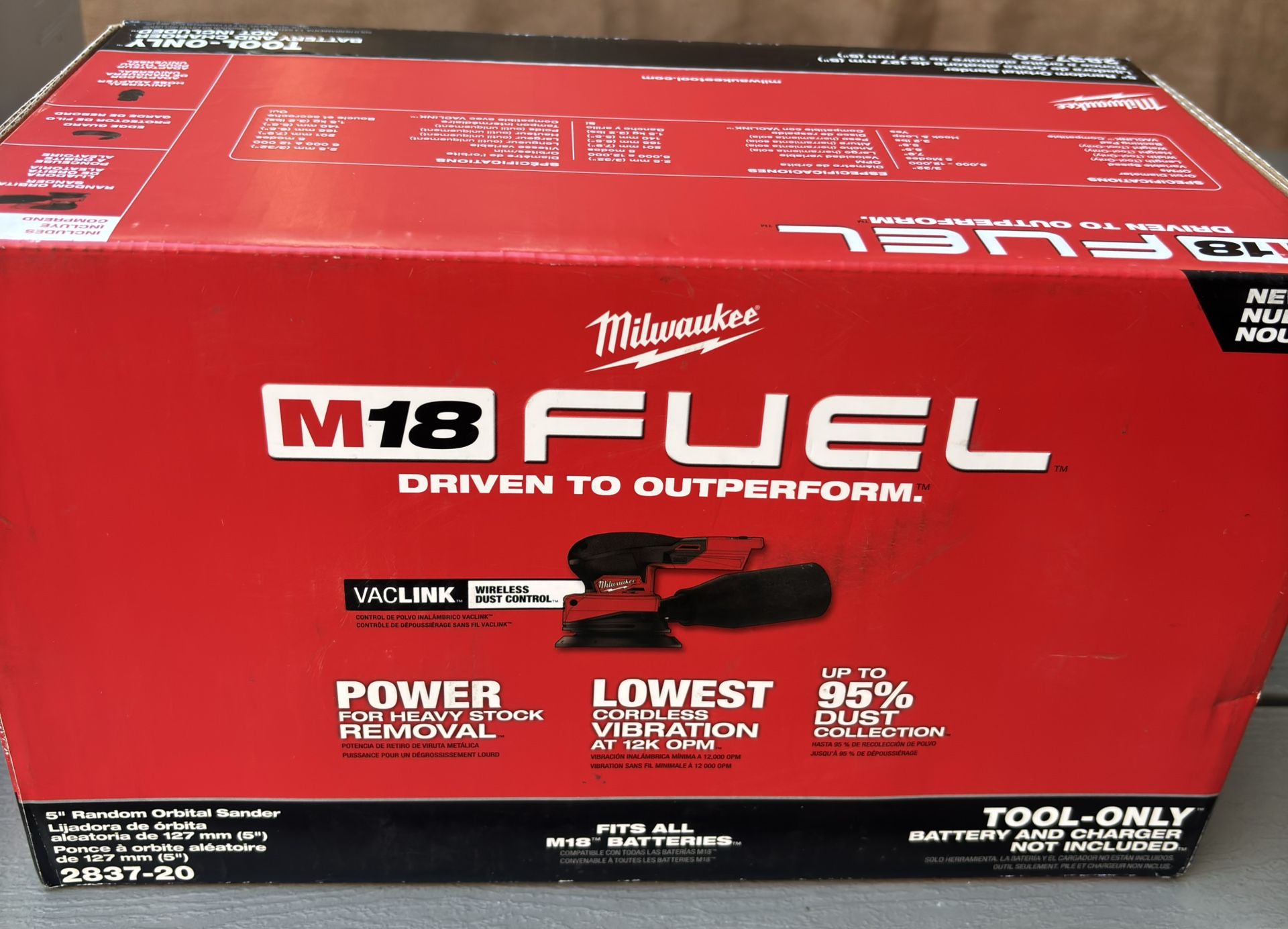 Milwaukee M18 18V Lithium-lon Brushless Cordless FUEL 5 in. Random Orbit Sander (Tool-Only)
