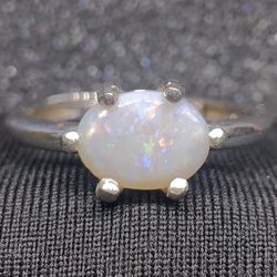 Bright Milky Adjustable Opal Ring Coober Pedy Australian Opal Custom Handmade