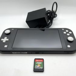 Nintendo Switch Lite Handheld System Gray w Charger & Zelda Game - Tested