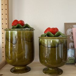 Strawberry Ceramic Cookie Jar Vase  