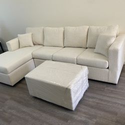 Brand New Cream Sectionals With Free Ottoman 