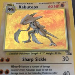 Rare Holographic Pokémon Kabutops Card