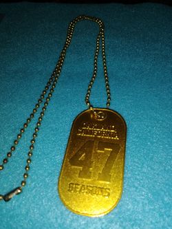 Warriors 47 seasons gold tone dog tags