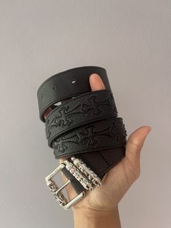 Chrome Black Leather Belt