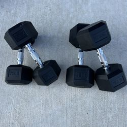 new  pair of 25lb and 30lb rubber dumbbells   $110