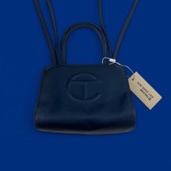 Navy Metallic Telfar Bag
