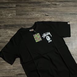 Bape x Stussy Black and White Mens Tee