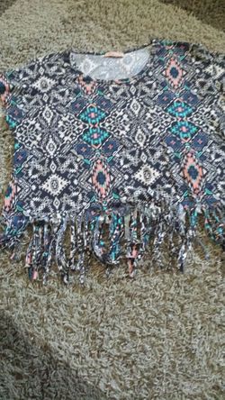 Womens Aztec Fringed Top