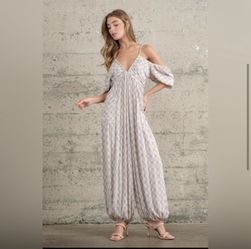 Jumpsuit Boho Womens Size Large Sleeveless Brown Open Back New By Shop Neighbor 