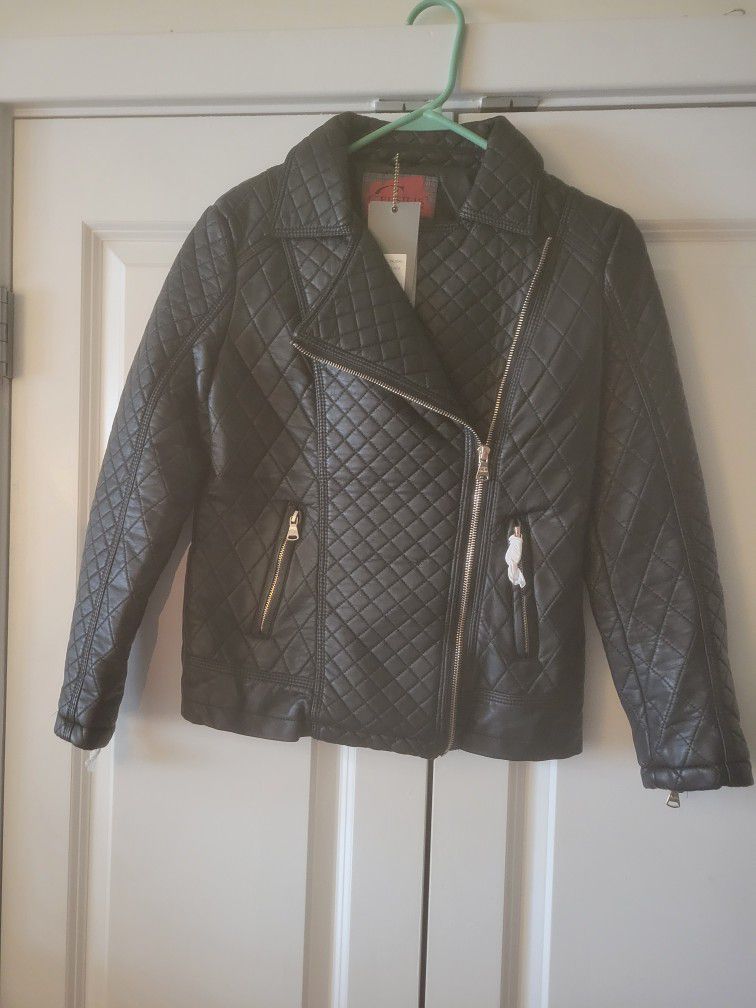 Faux Leather Girls Jacket