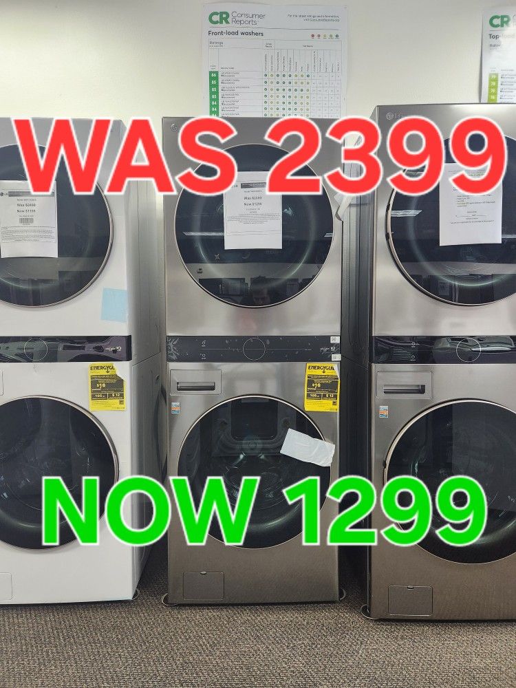 LG WASHER DRYER WASHTOWER 1299! 0 DOWN 0% FINANCING! 1YR WARRANTY! 48HR DELIVERY!
