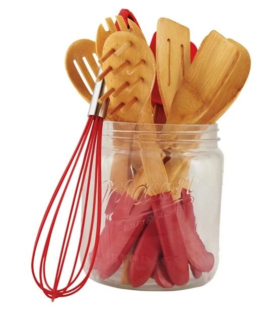 Mason Craft & More 12 Piece Tub of Cooking Tools, Red