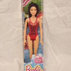2014 Barbie Water Play Beach RAQUELLE Doll in Red Leopard Print Swimsuit  DW