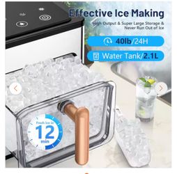 13.7 in. 40 lb. Pebble Ice Maker with Soft Chewable Ice Portable Ice Maker Stainless Steel