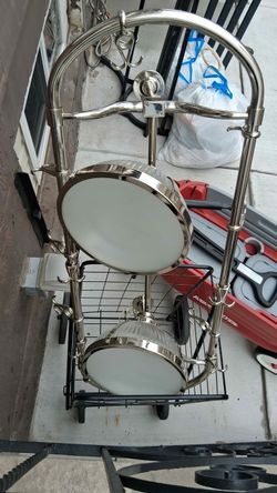 Pot and pan holder two lights goes over sink or counter