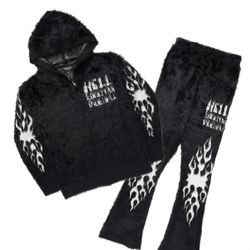 Toshio Black Stacked Flare Knitted Mohair Track Set