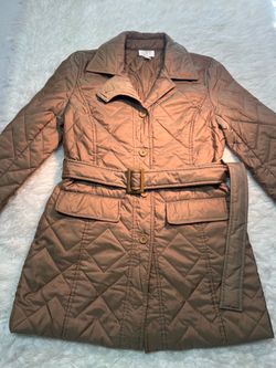 Ann Taylor LOFT  Quilted Taupe Trench Coat Jacket  Size SP