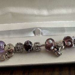 MOM BRACELET PURPLE BEADED 7”