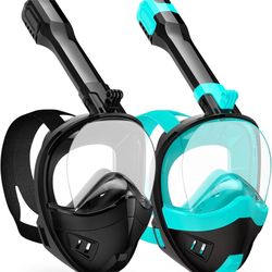 Full Face Snorkel Mask, Snorkeling Gear for Adults Kids with Latest Dry Top Breathing System and Detachable Camera Mount, with 180 Degree Panoramic Vi