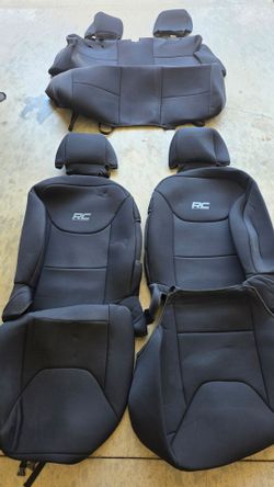 Rough Country Neoprene Seat Covers for Jeep Wrangler JK 2-Door (2013-2018) - Waterproof & UV Resistant, Foam Padded, Front & Rear Seat Cover Set