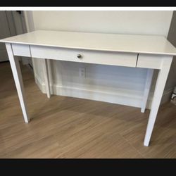 White  Wood Desk With One Drawer 