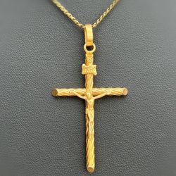 14k yellow gold Cross Jesus Religious Cross Pendant charm