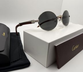 Cartier Giverny Platinum/Gray Bubinga Wood Buffalo Horn Buffs Wires Glasses