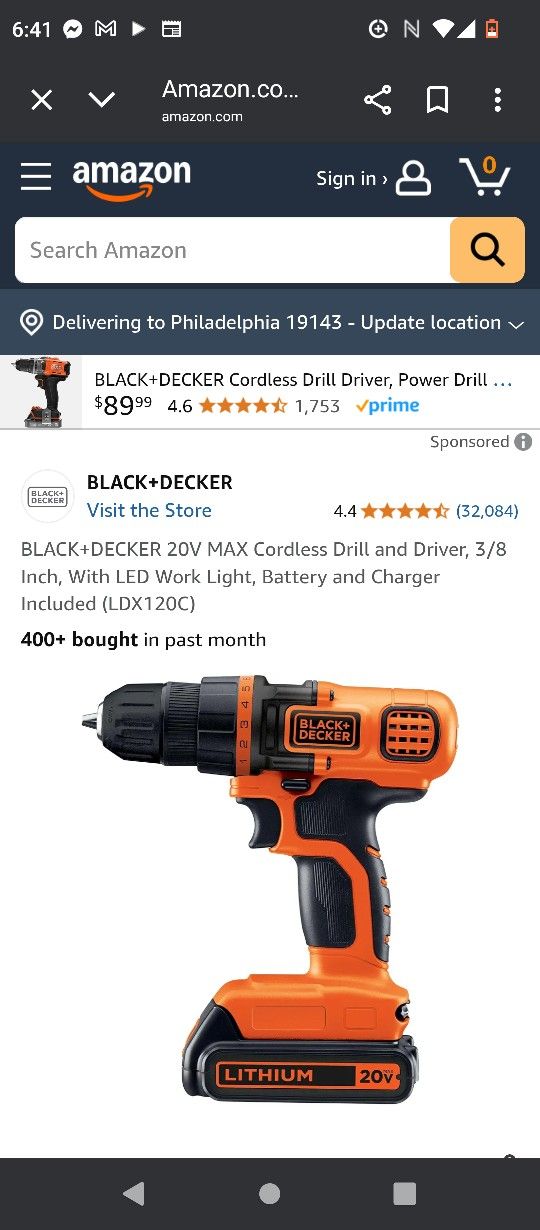 Black and Decker Cordless Screwdriver Lithium