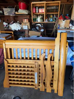 Vintage Child Craft Solid Wood Nursery Set – Convertible Crib + 3 Drawer Dresser/Changing Table