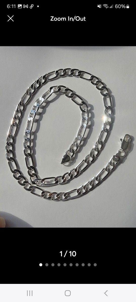 925 Sterling Silver 6MM FIGARO Necklace 20" 16.5g