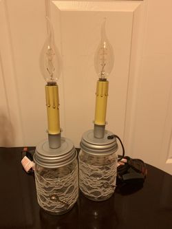Set of 2 mason jar lamps with bulbs