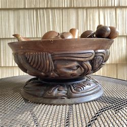Hand Carved Wood Fruit Bowl