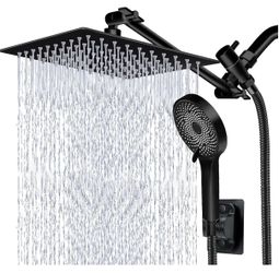 Nottia Shower Head,10 Inch High Pressure Rain Shower Head with Handheld Spray Combo, Adjustable Dual Rainfall Shower Head - Showerhead Comb Set with E