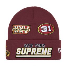 Supreme New Era Football Beanie Cardinal