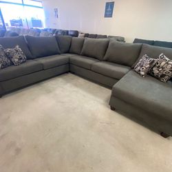FREE DELIVERY AND INSTALLATION - Dark Grey 4pc Sofa Sectional with Chaise Available Light Gray Too