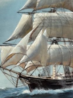 Vintage flying cloud clipper sail ship plate art