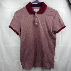 Mens Hollister Short Sleeve Sz.Small Collar Burgundy White Free Shipping